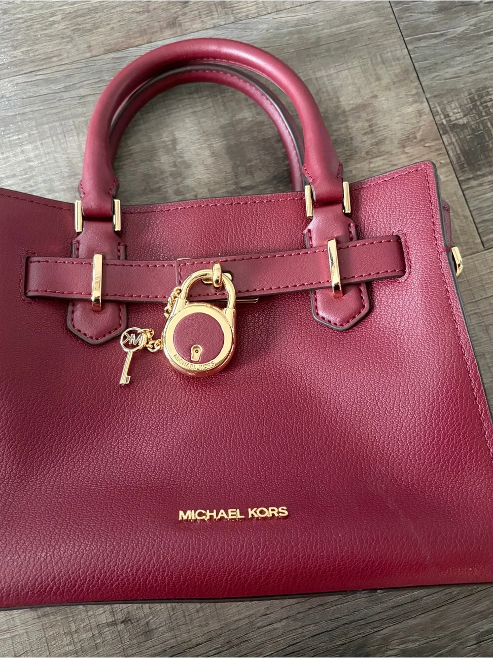 Michael Kors Deep Berry Leather Satchel with Gold Hardware - Picture 3 of 7